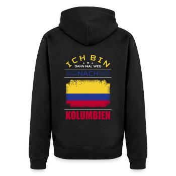 Ich Bin Dann Mal Weg Nach Kolumbien Fahne Urlaub - Unisex Premium Bio Zip Hoodie - Schwarz - Hinten - Nico (187cm)