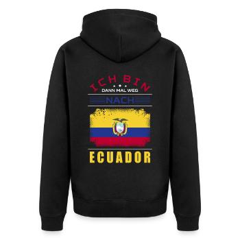 Ich Bin Dann Mal Weg Nach Ecuador Fahne Urlaub - Unisex Premium Bio Zip Hoodie - Schwarz - Hinten - Nico (187cm)