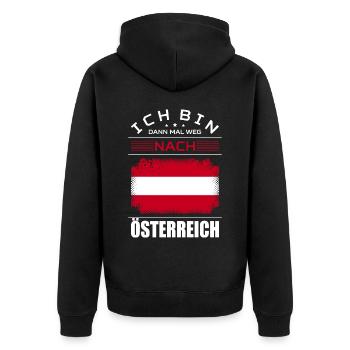 Ich Bin Dann Mal Weg Nach Österreich Fahne Urlaub - Unisex Premium Bio Zip Hoodie - Schwarz - Hinten - Nico (187cm)