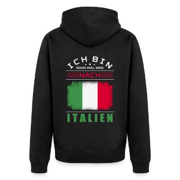 Ich Bin Dann Mal Weg Nach Italien Fahne Urlaub - Unisex Premium Bio Zip Hoodie - Schwarz - Hinten - Nico (187cm)