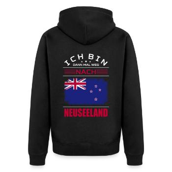 Ich Bin Dann Mal Weg Nach Neuseeland Fahne Urlaub - Unisex Premium Bio Zip Hoodie - Schwarz - Hinten - Nico (187cm)