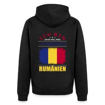 Ich Bin Dann Mal Weg Nach Rumänien Fahne Urlaub - Unisex Premium Bio Zip Hoodie - Schwarz - Hinten - Nico (187cm)