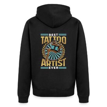 Bester Tätowierer Überhaupt Tattoo Tätowieren - Unisex Premium Bio Zip Hoodie - Schwarz - Hinten - Nico (187cm)