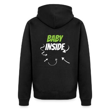 Baby Inside Announcement Pregnant Baby Inside - Unisex Premium Organic Zip Hoodie - black - Back - Nico (187cm)