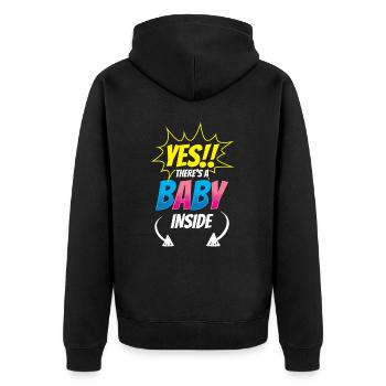 Ja Da Ist Ein Baby Drin Süß Schwanger Baby Inside - Unisex Premium Bio Zip Hoodie - Schwarz - Hinten - Nico (187cm)