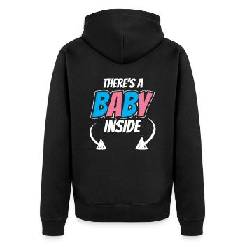 Da Ist Ein Baby Drin Schwanger Baby Inside Süß - Unisex Premium Bio Zip Hoodie - Schwarz - Hinten - Nico (187cm)