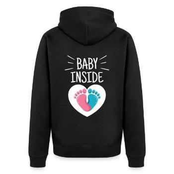 Baby Inside Pregnant Baby Inside Announcement - Unisex Premium Organic Zip Hoodie - black - Back - Nico (187cm)