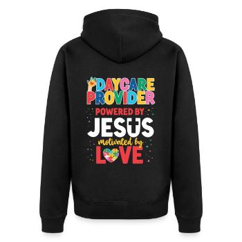 Childcare Daycare Provider Teacher - Unisex Premium Organic Zip Hoodie - black - Back - Nico (187cm)