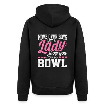 Laissez une dame vous montrer comment jouer au bowling Kegler - Veste à capuche bio Premium Unisexe - noir - Dos - Nico (187cm)