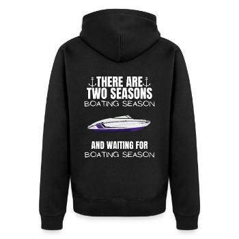 Boot Regatta . Motorboot Motoryacht . Yacht Segeln - Unisex Premium Bio Zip Hoodie - Schwarz - Hinten - Nico (187cm)