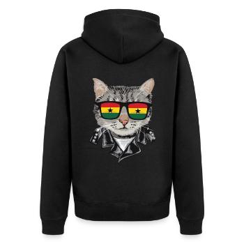 Katzenghana Flagge Sonnenbrille - Unisex Premium Bio Zip Hoodie - Schwarz - Hinten - Nico (187cm)
