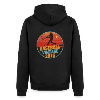 Baseball player born 2015 Birthday - Unisex Premium Organic Zip Hoodie - black - Back - Nico (187cm)