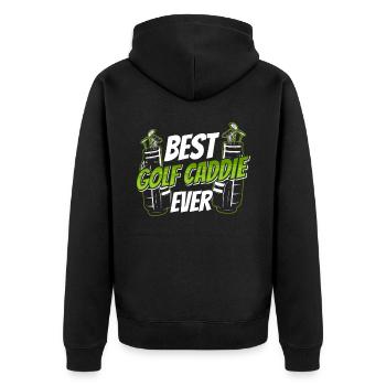 Best Golf Caddie Ever Golf Golfing Golfer - Unisex Premium Organic Zip Hoodie - black - Back - Nico (187cm)