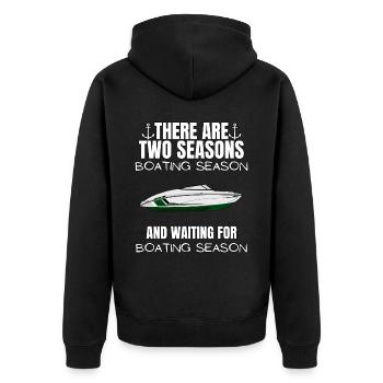 Boot Regatta . Motorboot Motoryacht . Yacht Segeln - Unisex Premium Bio Zip Hoodie - Schwarz - Hinten - Nico (187cm)