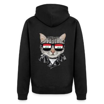 Katzen -Irak -Flagge Sonnenbrille - Unisex Premium Bio Zip Hoodie - Schwarz - Hinten - Nico (187cm)