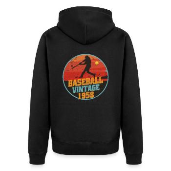 Baseballspieler Jahrgang 1958 geboren Geburtstag - Unisex Premium Bio Zip Hoodie - Schwarz - Hinten - Nico (187cm)