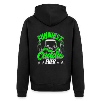 The Funniest Caddie Ever Golf Golfing - Unisex Premium Organic Zip Hoodie - black - Back - Nico (187cm)