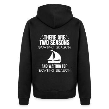 Boot Regatta . Motorboot Motoryacht . Yacht Segeln - Unisex Premium Bio Zip Hoodie - Schwarz - Hinten - Nico (187cm)