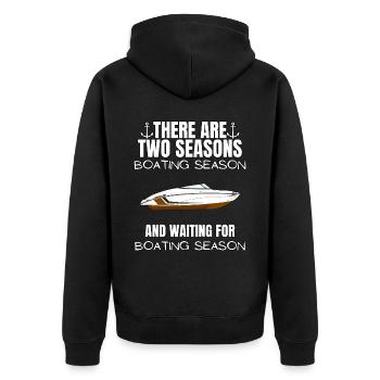 Boot Regatta . Motorboot Motoryacht . Yacht Segeln - Unisex Premium Bio Zip Hoodie - Schwarz - Hinten - Nico (187cm)