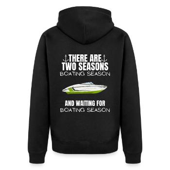 Boot Regatta . Motorboot Motoryacht . Yacht Segeln - Unisex Premium Bio Zip Hoodie - Schwarz - Hinten - Nico (187cm)