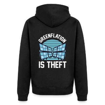 Greenflation is theft energy green inflation - Unisex Premium Organic Zip Hoodie - black - Back - Nico (187cm)