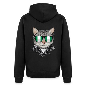 Katzen Nigeria Flagge Sonnenbrille - Unisex Premium Bio Zip Hoodie - Schwarz - Hinten - Nico (187cm)