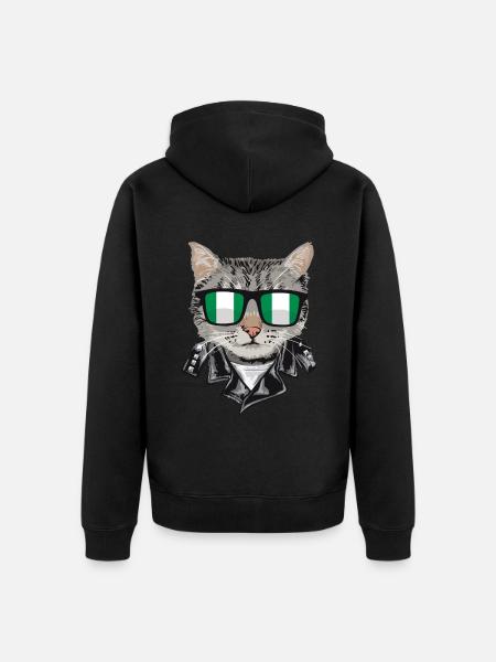 Cats Nigeria Flag Sunglasses - Unisex Premium Organic Zip Hoodie - black