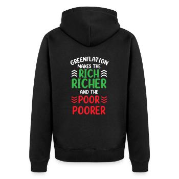 Greenflation riche riche plus riche et pauvre plus pauvre - Veste à capuche bio Premium Unisexe - noir - Dos - Nico (187cm)