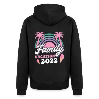 Family holidays 2022 - Unisex Premium Organic Zip Hoodie - black - Back - Nico (187cm)