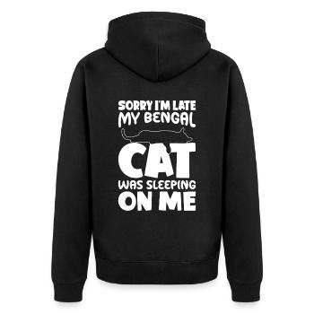 Entschuldigung, Ich Bin Zu Spät - Bengal Cat - Unisex Premium Bio Zip Hoodie - Schwarz - Hinten - Nico (187cm)