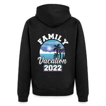 Family holidays 2022 - Unisex Premium Organic Zip Hoodie - black - Back - Nico (187cm)