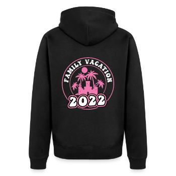 Family holidays 2022 - Unisex Premium Organic Zip Hoodie - black - Back - Nico (187cm)