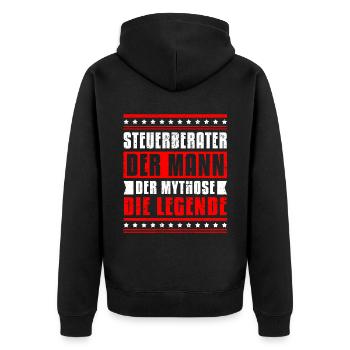 Steuerberater Mann Mythos Legende Steuerberater Be - Unisex Premium Bio Zip Hoodie - Schwarz - Hinten - Nico (187cm)