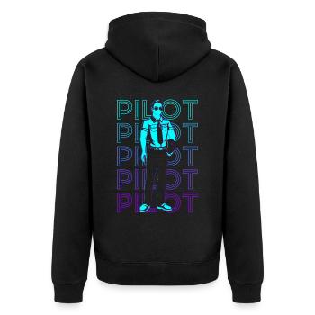 Pilot Aviation Aviator Retro - Unisex Premium Organic Zip Hoodie - black - Back - Nico (187cm)