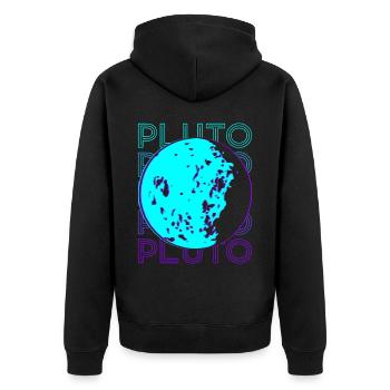 Pluto Retro - Unisex Premium Organic Zip Hoodie - black - Back - Nico (187cm)