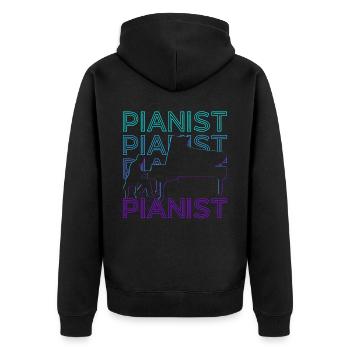 Pianiste Claviériste Pianiste Joueur De Piano Rétro - Veste à capuche bio Premium Unisexe - noir - Dos - Nico (187cm)