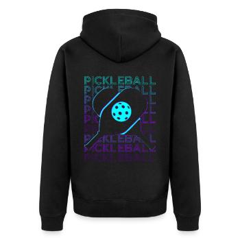 Pickleball Spieler Retro - Unisex Premium Bio Zip Hoodie - Schwarz - Hinten - Nico (187cm)