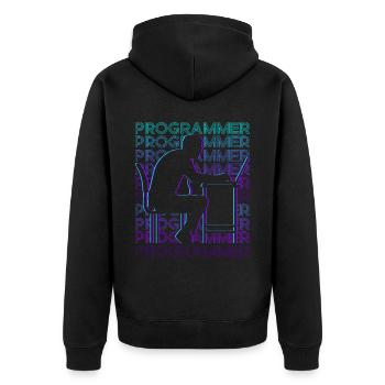 Programmierer Computerprogrammierung Kodierung Gee - Unisex Premium Bio Zip Hoodie - Schwarz - Hinten - Nico (187cm)