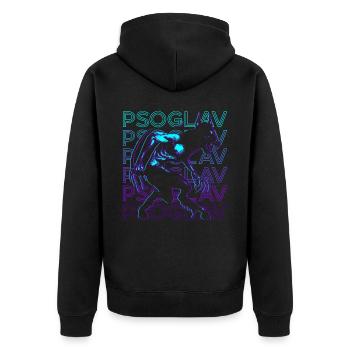 Psoglav Slavic Mythology Retro - Unisex Premium Organic Zip Hoodie - black - Back - Nico (187cm)
