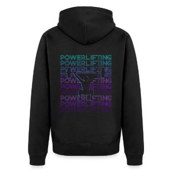 Kraftdreikampf Powerlifter Retro - Unisex Premium Bio Zip Hoodie - Schwarz - Hinten - Nico (187cm)