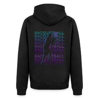 Racquetball Spieler Retro - Unisex Premium Bio Zip Hoodie - Schwarz - Hinten - Nico (187cm)