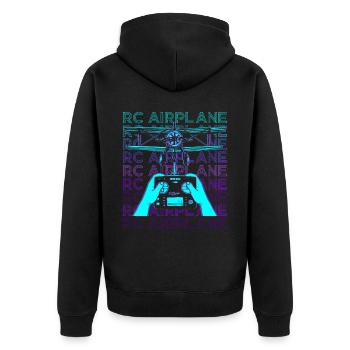 RC-Flugzeug Drohne Retro - Unisex Premium Bio Zip Hoodie - Schwarz - Hinten - Nico (187cm)
