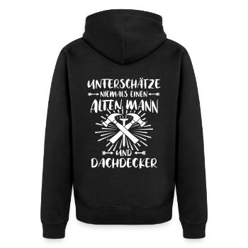 Dachdecker - Unisex Premium Bio Zip Hoodie - Schwarz - Hinten - Nico (187cm)