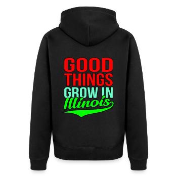 Wachsen Sie In Illinois geschenk - Unisex Premium Bio Zip Hoodie - Schwarz - Hinten - Nico (187cm)