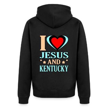 Ich Liebe Jesus Und Kentucky geschenk - Unisex Premium Bio Zip Hoodie - Schwarz - Hinten - Nico (187cm)