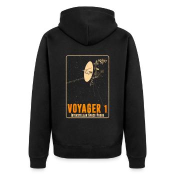 Voyager 1 - Interstellare Raumsonde - Unisex Premium Bio Zip Hoodie - Schwarz - Hinten - Nico (187cm)