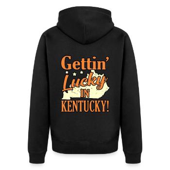 Glück In Kentucky geschenk - Unisex Premium Bio Zip Hoodie - Schwarz - Hinten - Nico (187cm)