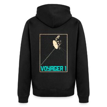 Voyager 1 Space Probe - Unisex Premium Organic Zip Hoodie - black - Back - Nico (187cm)