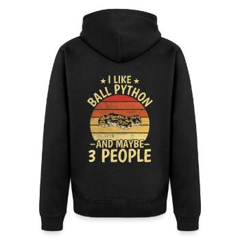 Ball Python And Maybe 3 People Boa Reptile Snake - Unisex Premium Bio Zip Hoodie - Schwarz - Hinten - Nico (187cm)