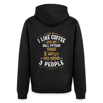 Coffee And My Ball Python And Maybe 3 People Snake - Unisex Premium Bio Zip Hoodie - Schwarz - Hinten - Nico (187cm)